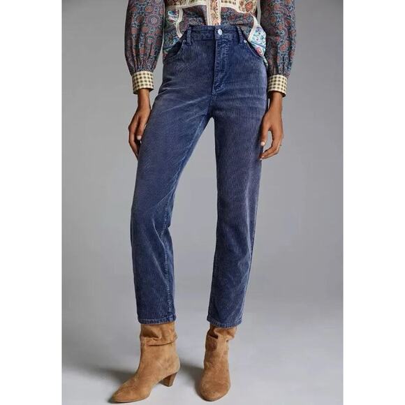 Anthropologie Pilcro 29 Vintage‎ Straight Corduroy Pants Jeans Blue Corduroy - Picture 7 of 13